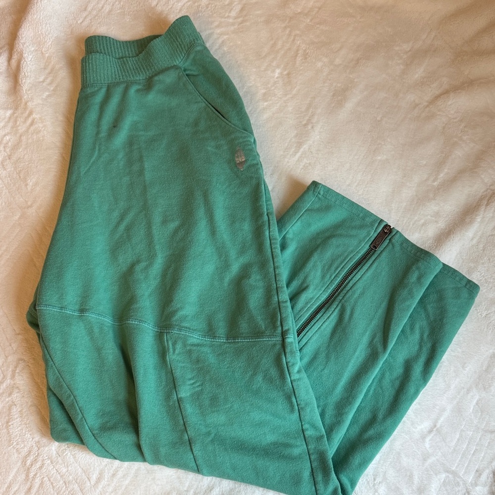FP Movement by Free People Teal Green Track Joggers with Side Zipper